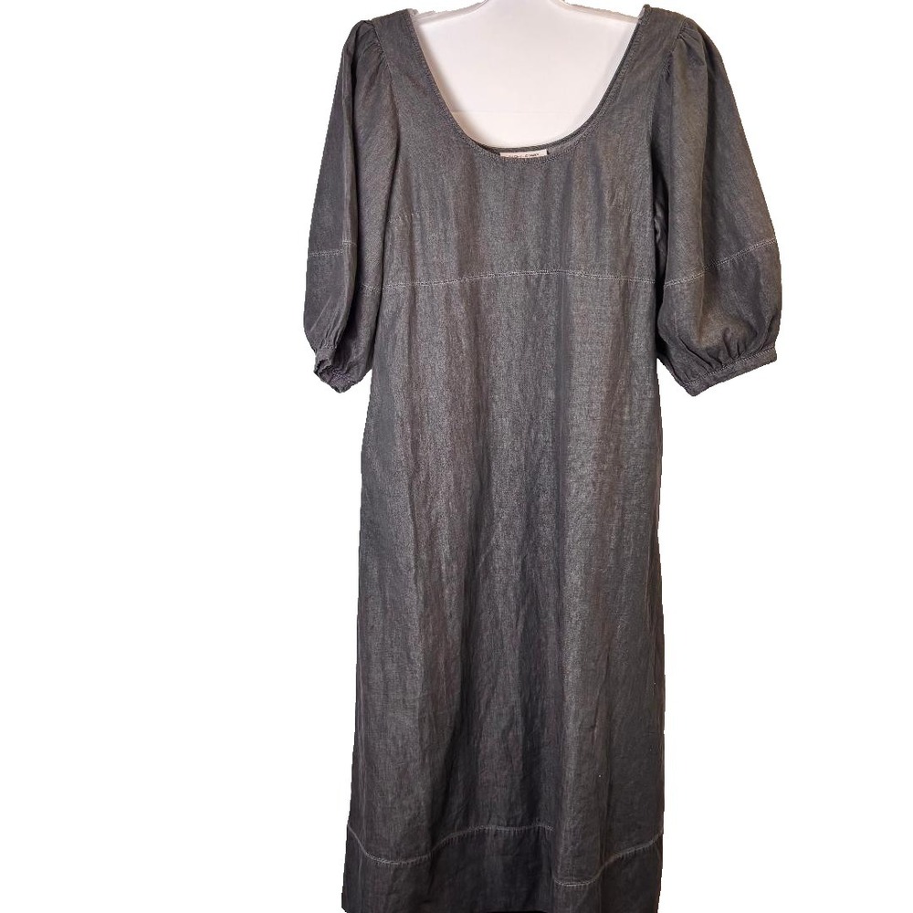 Rachel Comey Gray Midi Dress Size 2 Cotton Puff Sleeve Pockets Boho, Peasant